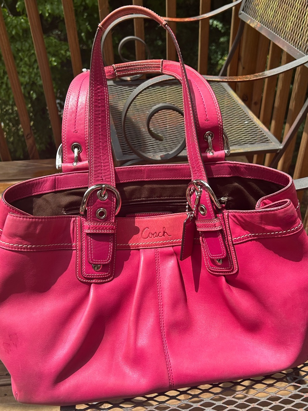 Coach SoHo buckle Hot Pink Leather satchel Large. Y2K